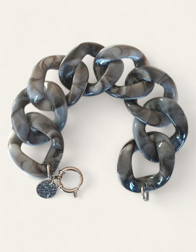 Bracelet Résine XXL Gris Marbré 