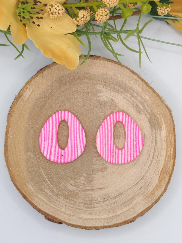 Rondellette rayées Blanc/Rose Fluo 