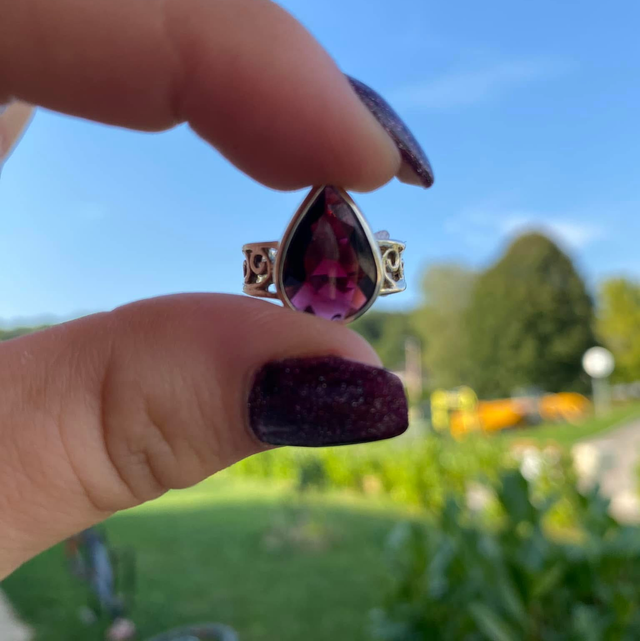 Bague en argent et Grenat Rhodolite - Taille 57