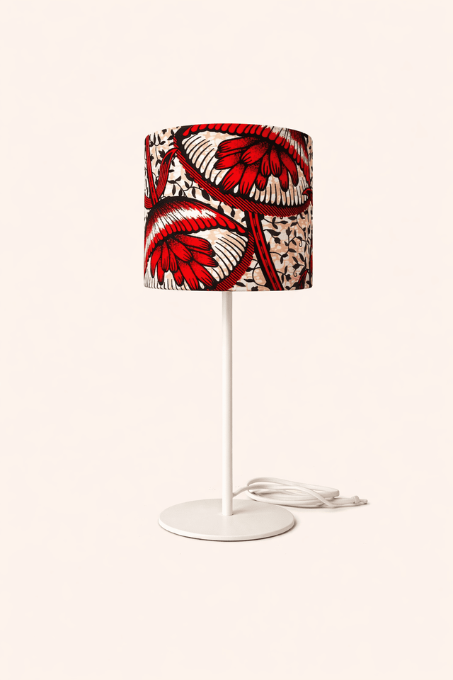 Abat-jour fleurs rouges en wax 