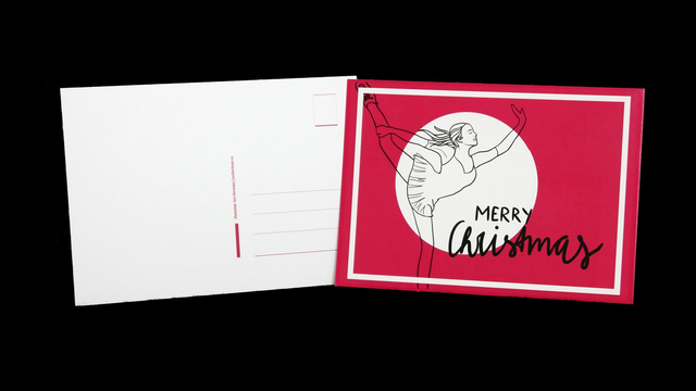 Postkarte. Rot-weiß DIN A6. "Merry Christmas"