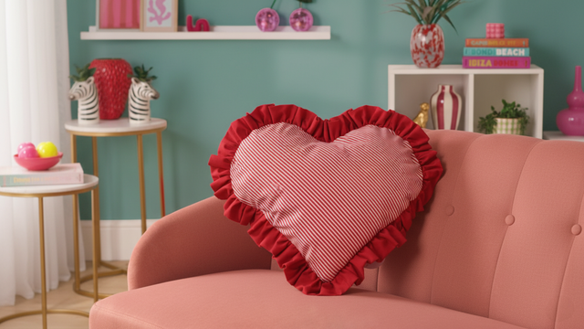 Ruffle Heart Cushion -TheFLOUNCE 