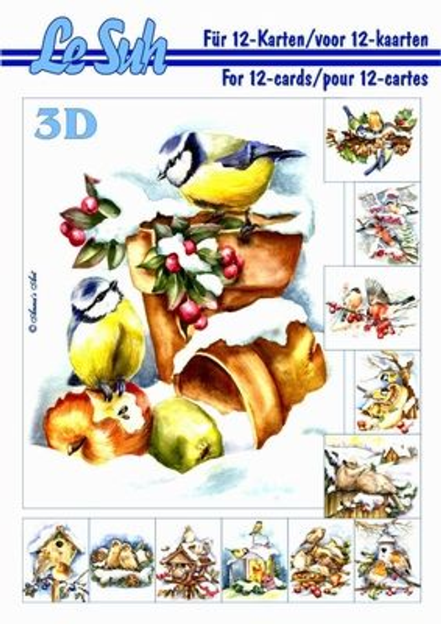 3D Boekje Vogels in de sneeuw (kerst)  (345654)
