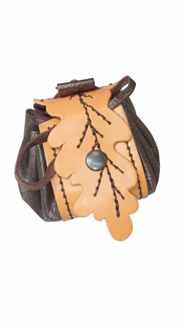 Bourse Amboisienne feuille - Marron/orange