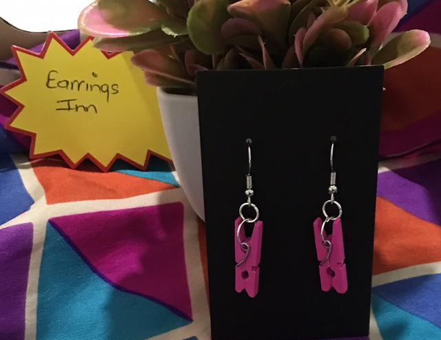 Pink Wood Dangling Earrings-SWDE39
