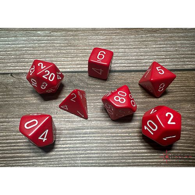 Chessex - Opaque Polyhedral 7 Dice Set - Red w/White