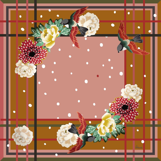 Foulard CARRÉ - Laine, Soie et Cachemire - Vieux rose