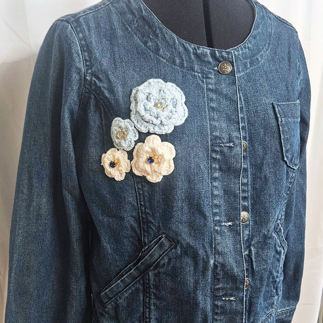 Veste en jean fleurs