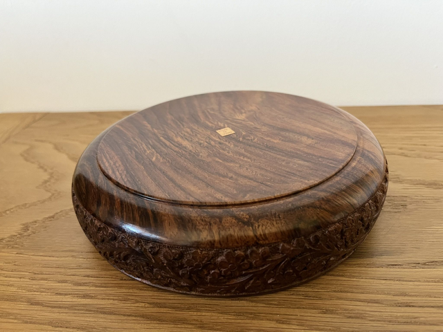Sheesham Wood Table Double Snack Bowl Twin.