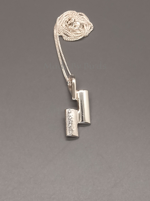 Hammered & Smooth Sterling Silver Pendant Necklace
