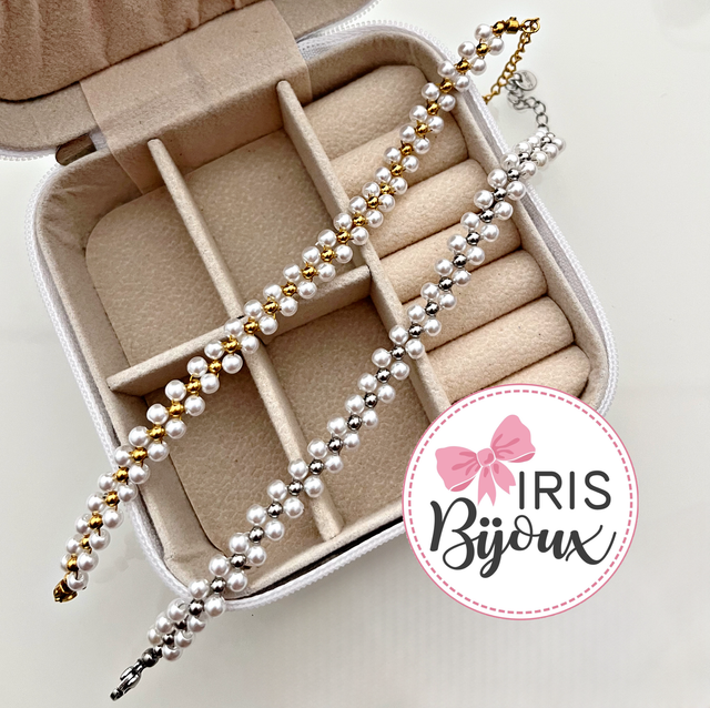 Bracciale perline sintetiche e acciaio 