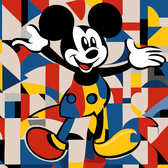 The Bauhaus Mouse, Digital Hand Drawn Artwork of Mickey Mouse, Wall Art, Home decor, Unique Art.