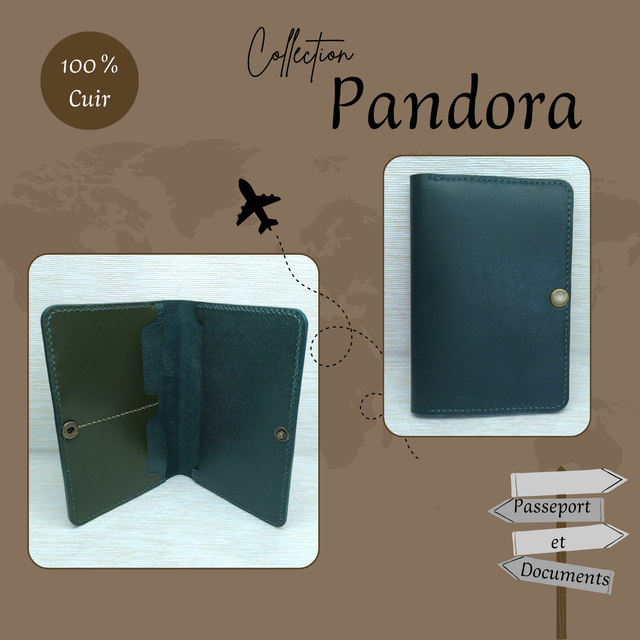 PANDORA portefeuille en cuir Vert anglais