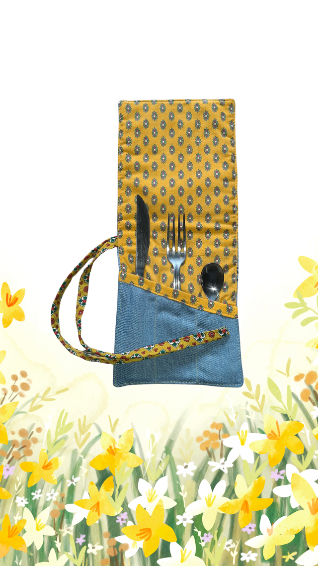 Pochette à couverts zéro-déchet, grand format