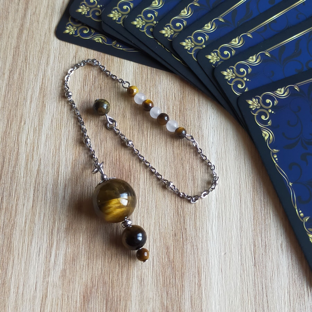 Pendule Sphère Oeil De Tigre Quartz Rose Mini - 0023PD