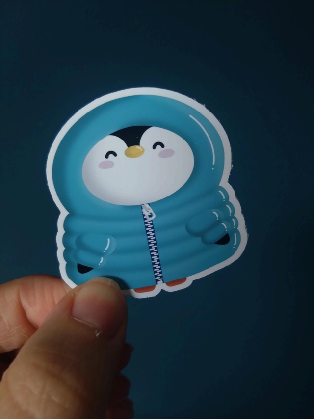 Cosy penguin die cut vinyl sticker