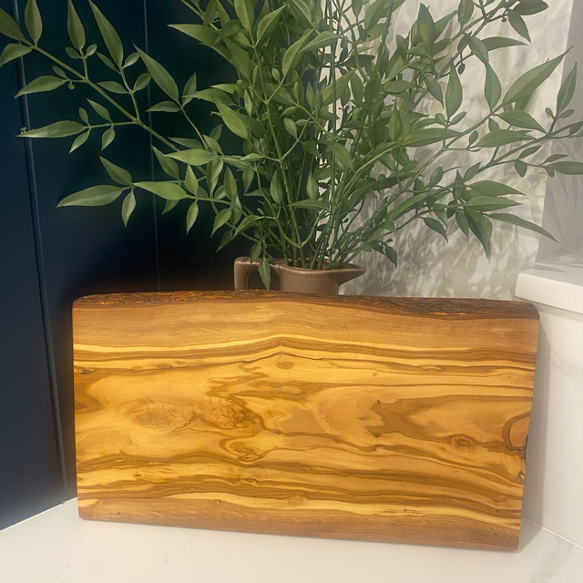 Handmade 35cm Rectangular Olive Wood Serving Board – Rustic Cutting &amp; Charcuterie Board