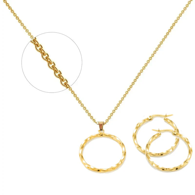 Parure cerceau torsadé - Collier + Créoles (doré)