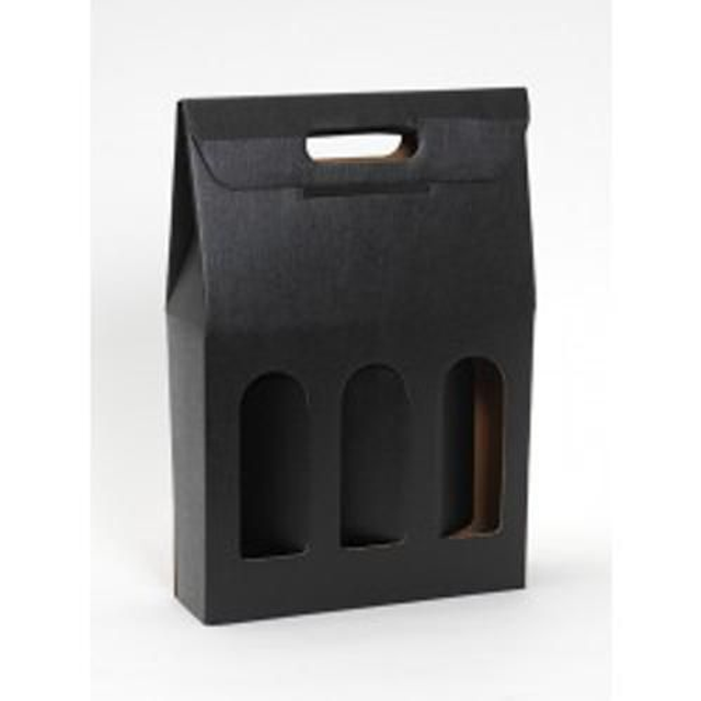 Valisette 3 bouteilles en carton couleur noir