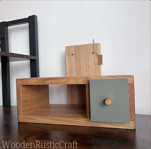 Oak Bedside Wall Cabinet with Drawer