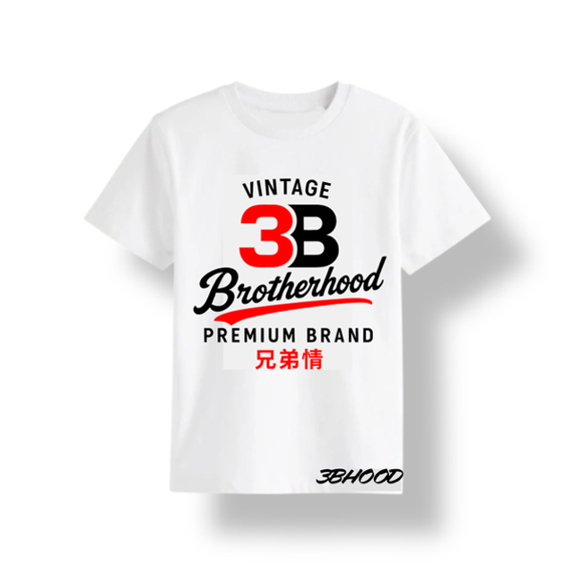 3B Vintage T Shirt (White  Red)