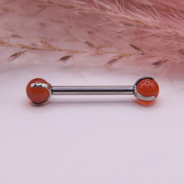 Barbell Pierres Naturelles Red Agathe 