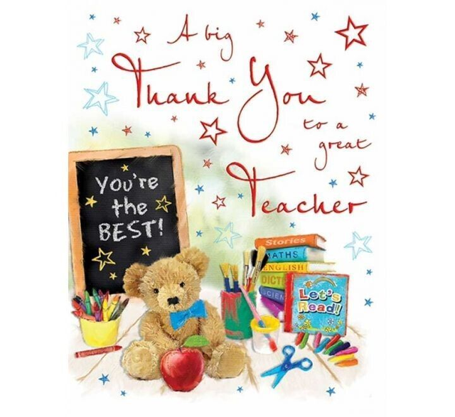 TEACHER GREETING CARD - A BIG THANK YOU TO A GREAT TEACHER