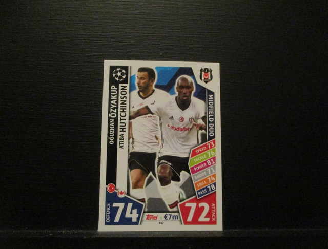 Oguzhan Ozyakup / Atiba Hutchinson - UEFA Champions League Match Attax 2017/18 Original Trading Card #342