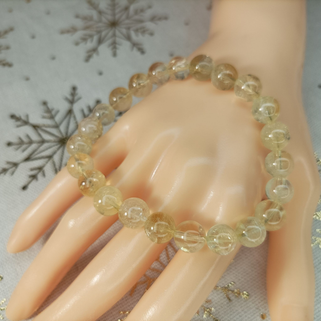 Améthyste Jaune/ Bracelet Boules de 8 mm / Rondes et Polies en Pierres Naturelles