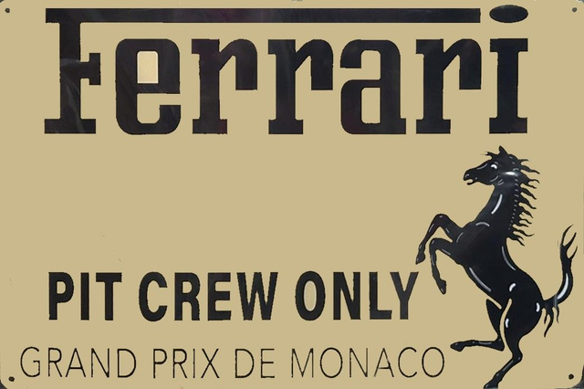 Ferrari Pit Crew Only - Aluminium Wall Plaque