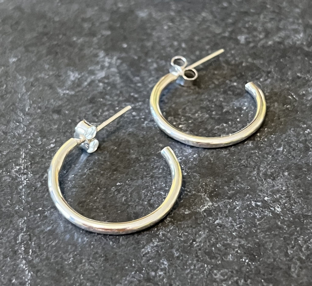 Recycled Sterling Silver Hoop Stud Earrings
