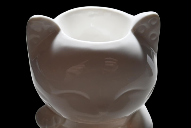 Brûle-parfum chat blanc en céramique