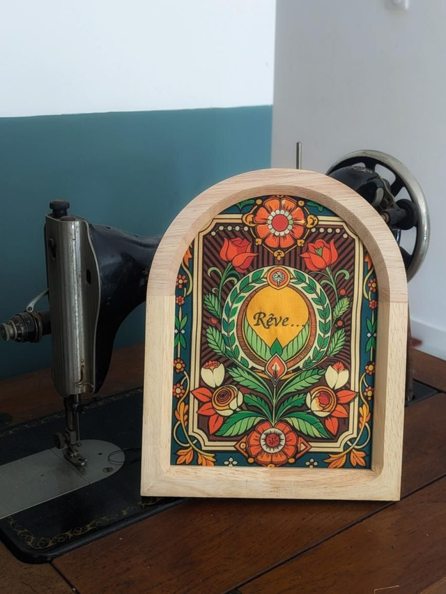 Cadre bois et tissu "Rêve..."