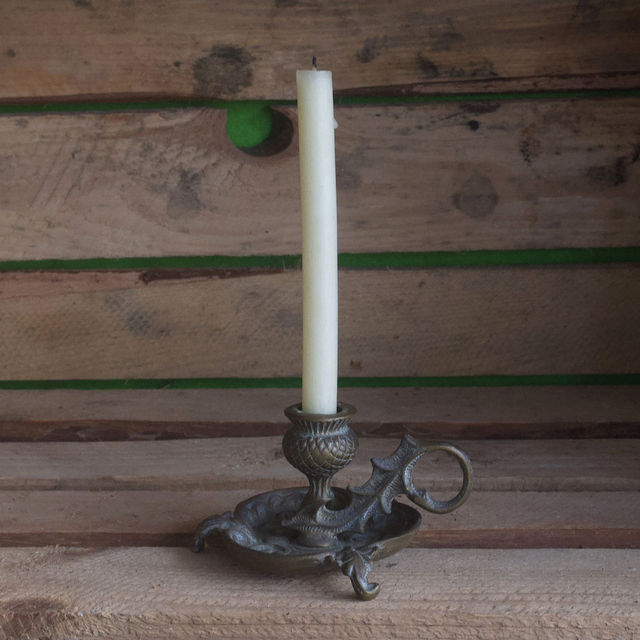 Scottish Thistle Brass Candleholder on three feet
