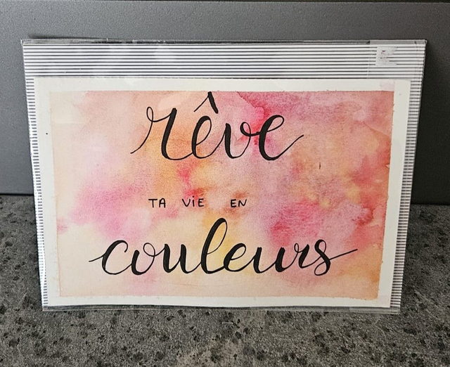 Carte postale aquarelle originale "Rêve ta vie en couleurs"