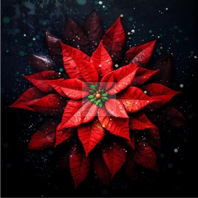 Panneau Poinsettia en Velours - 40x40cm