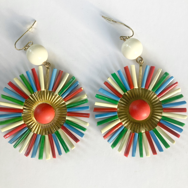 Boucles d’oreille Grand soleil multicolore 