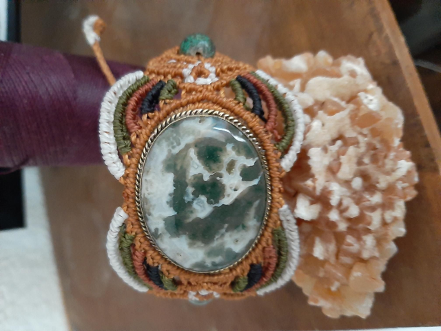 Bracelet macramé et Agate mousse