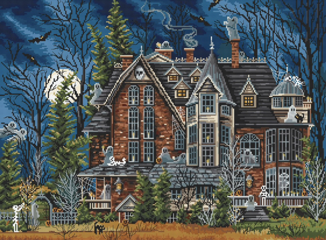 Cross Stitch Kit LetiStitch - Decorating the Haunted House 