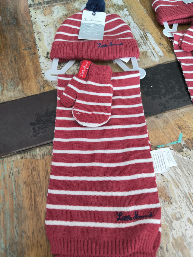 ENSEMBLE LITTLE MARCEL BONNET ÉCHARPE GANTS 9/18 MOIS