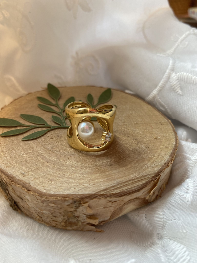 Bague Perle et Strass 
