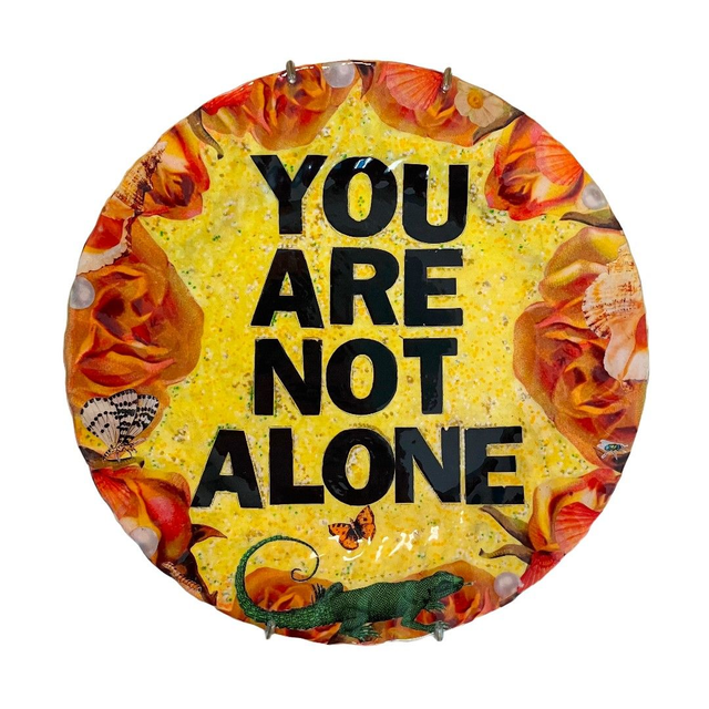 &quot;You Are Not Alone&quot; Yellow Upcycled Wall Plate - House of Frisson