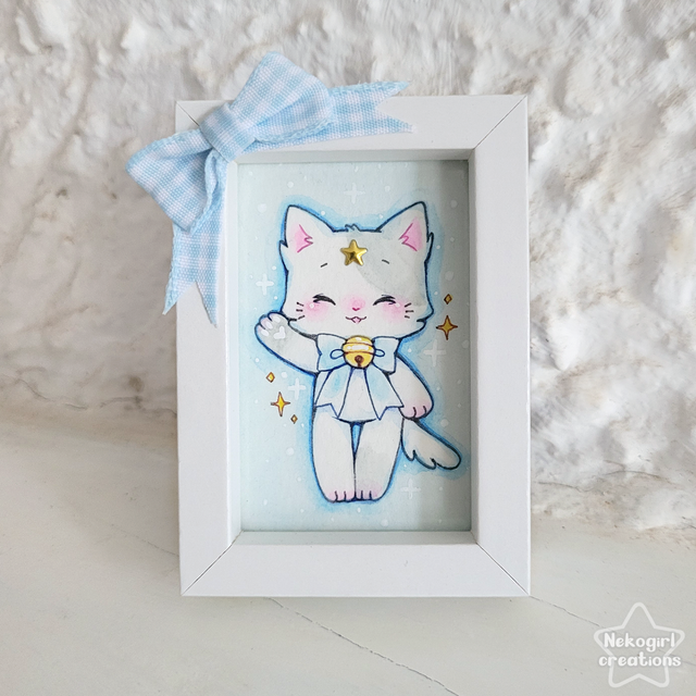Mini dessin encadré - Chat chanceux