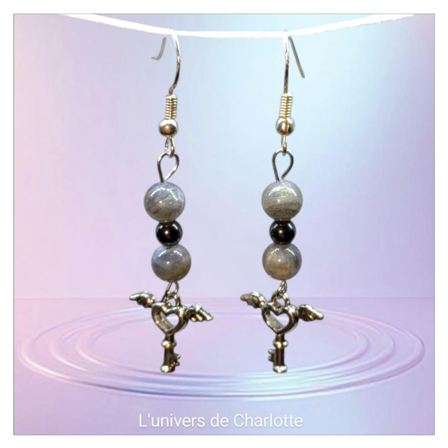 Boucles d&#039;oreilles &quot;Labradorite&quot; BO-075