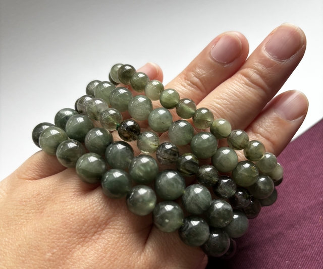 Natural Green Rutilated Quartz Bracelet