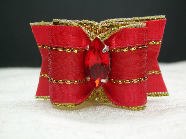 Noeud pour chien classique-simple coque-rouge-doré