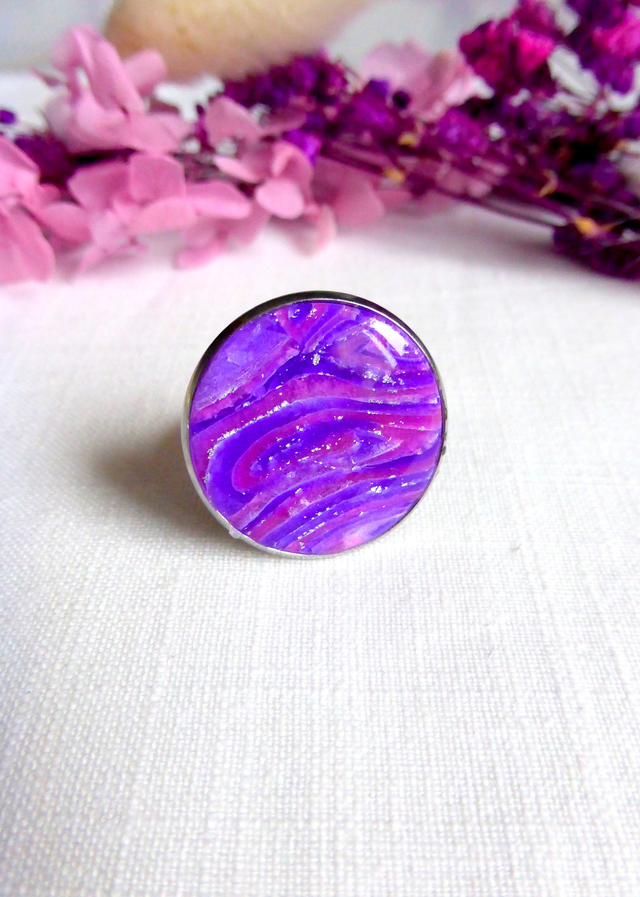 Bague ronde - Eclat de lavande 