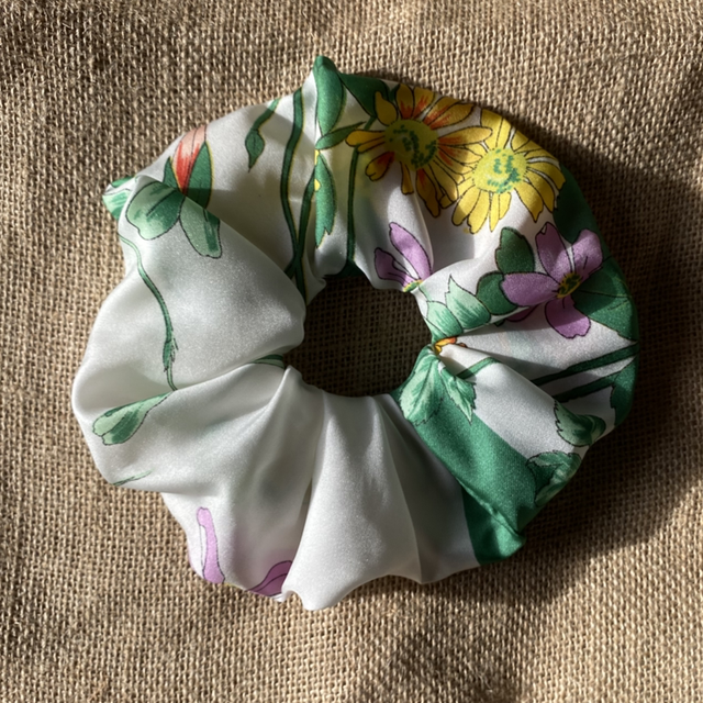 Chouchou XL imprimer fleurie vert/jaune