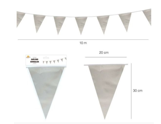 party ,   7263  FESTONE 20X30 CM ARGENTO 10 MT