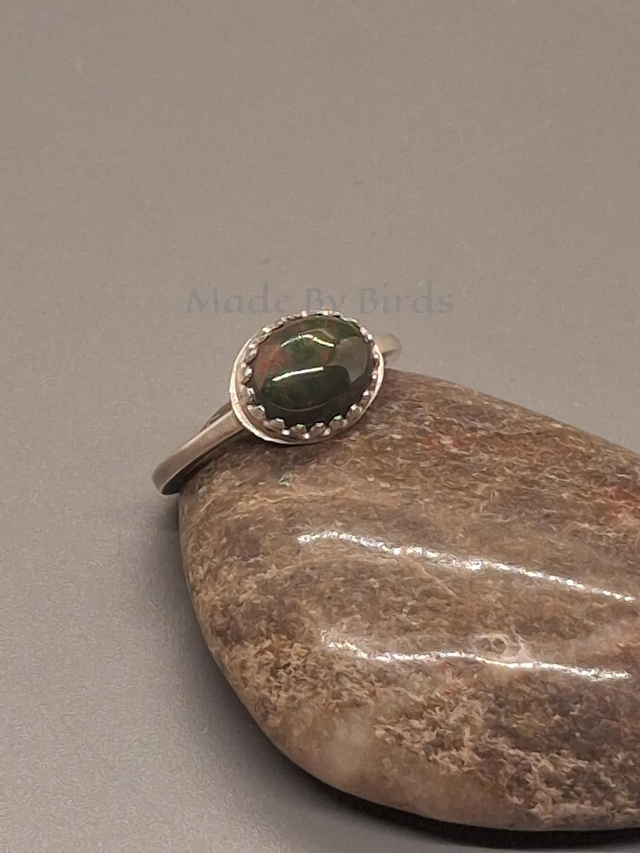 Fancy Jasper Sterling Silver Satin Finish Ring